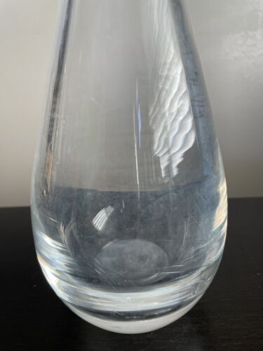 Vintage Signed STEUBEN 10” Clear Glass Decanter Bottle Vase Pear Shaped Bulbous - Picture 3 of 9