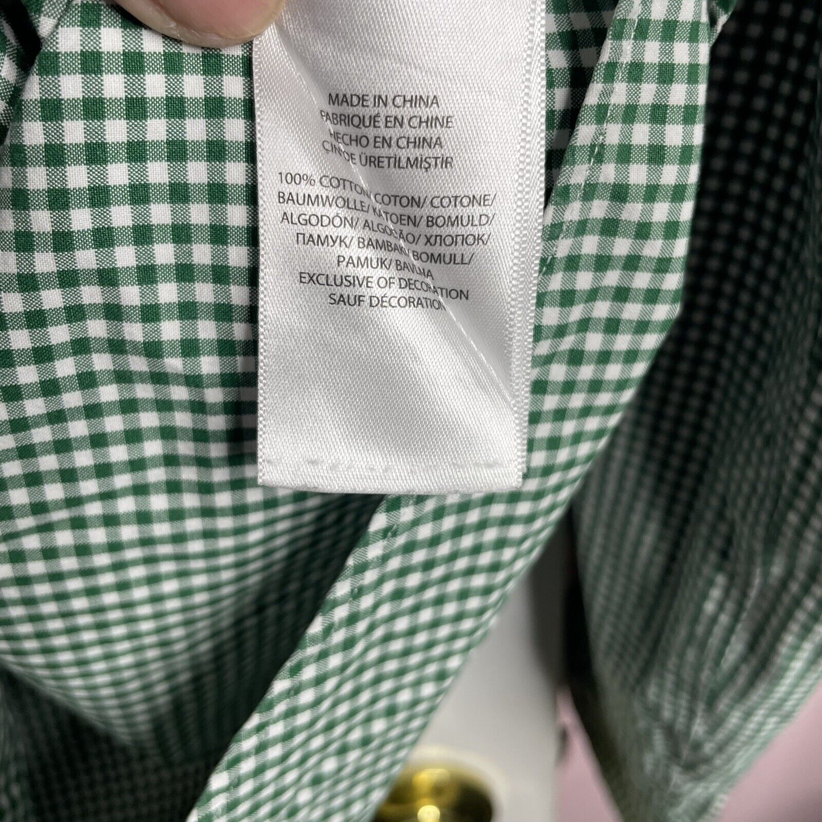 Ralph Lauren Shirt Mens XL Button Up Green White Check Orange Pony 