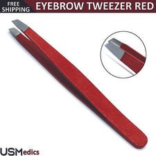 Hair Removal Tweezers Red Slanted Eyebrow Facial Nose Ingrown Hair Plucking