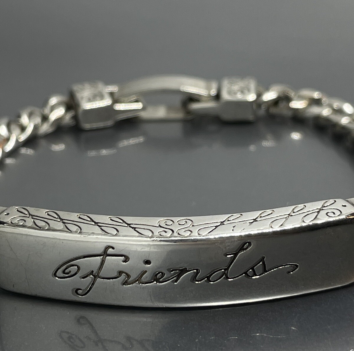 Brighton Women's ID Bracelet Silver Plated Etched Friendship