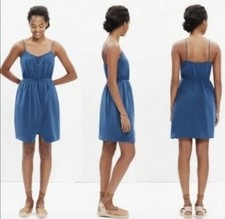 Madewell Women  s Blue Silk Sandstar Tulip Hem Mini Dress Size 2