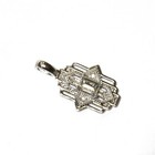 New 14k white gold .33ct emerald diamond Art Deco Vintage pendant necklace chain — photo 4