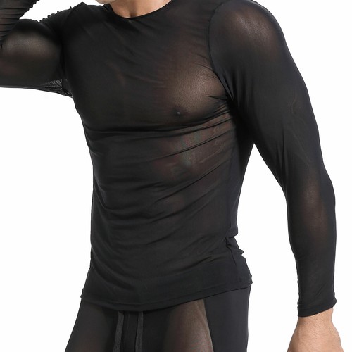 Mens Muscle Tops See Through Mesh T-shirt Casual Pullover Tee Blouse Clubwear - Picture 53 of 74
