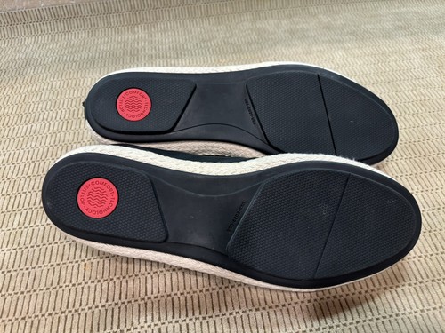 Fitflop Siren Espadrille size 8 flats leather black shoes womens comfort - Picture 2 of 4