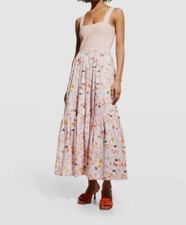 496 Tanya Taylor Women's Pink Floral Sleeveless Gianna Maxi Dress Size M