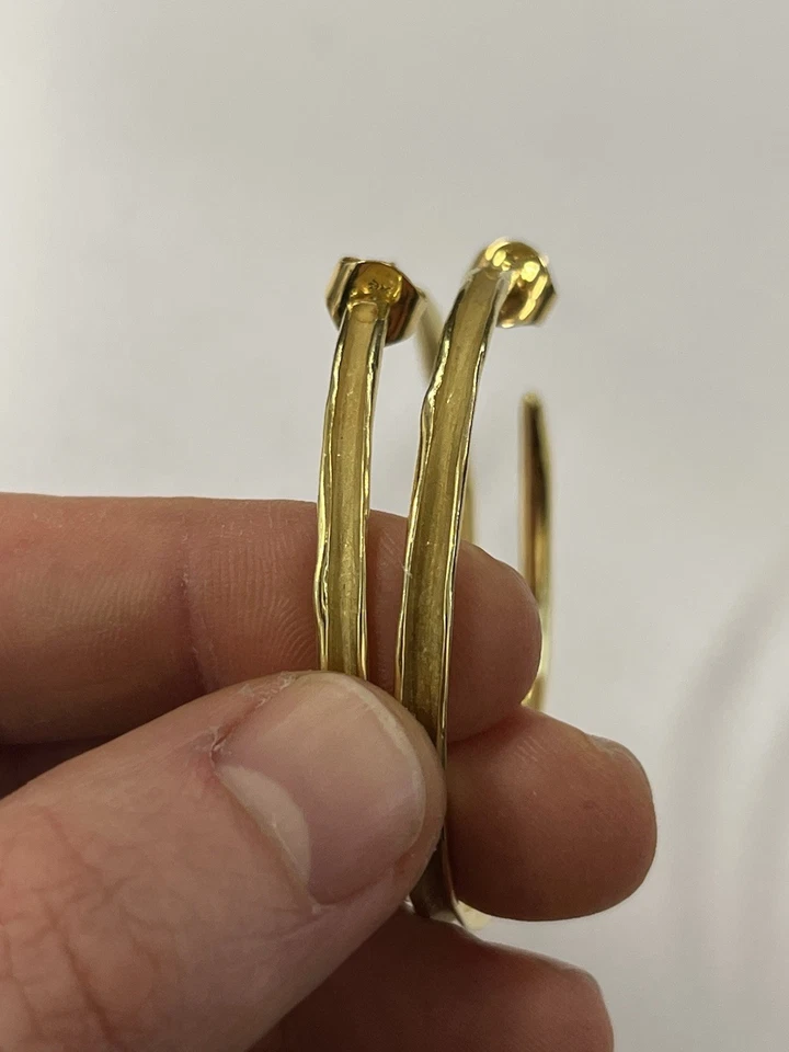 Ippolita 18kt Yellow Gold Forged Earrings - 17.6g - 2" Dia. - Image 3 of 4