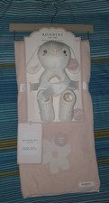 BONBINI NEW YORK Baby Girls Blanket Rattle Booties 3pc Set Newborn 0-6M BNWT