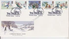 GB FDC FIRST DAY COVER 1990 CHRISTMAS STAMP SET MAIL COACH RUN PMK