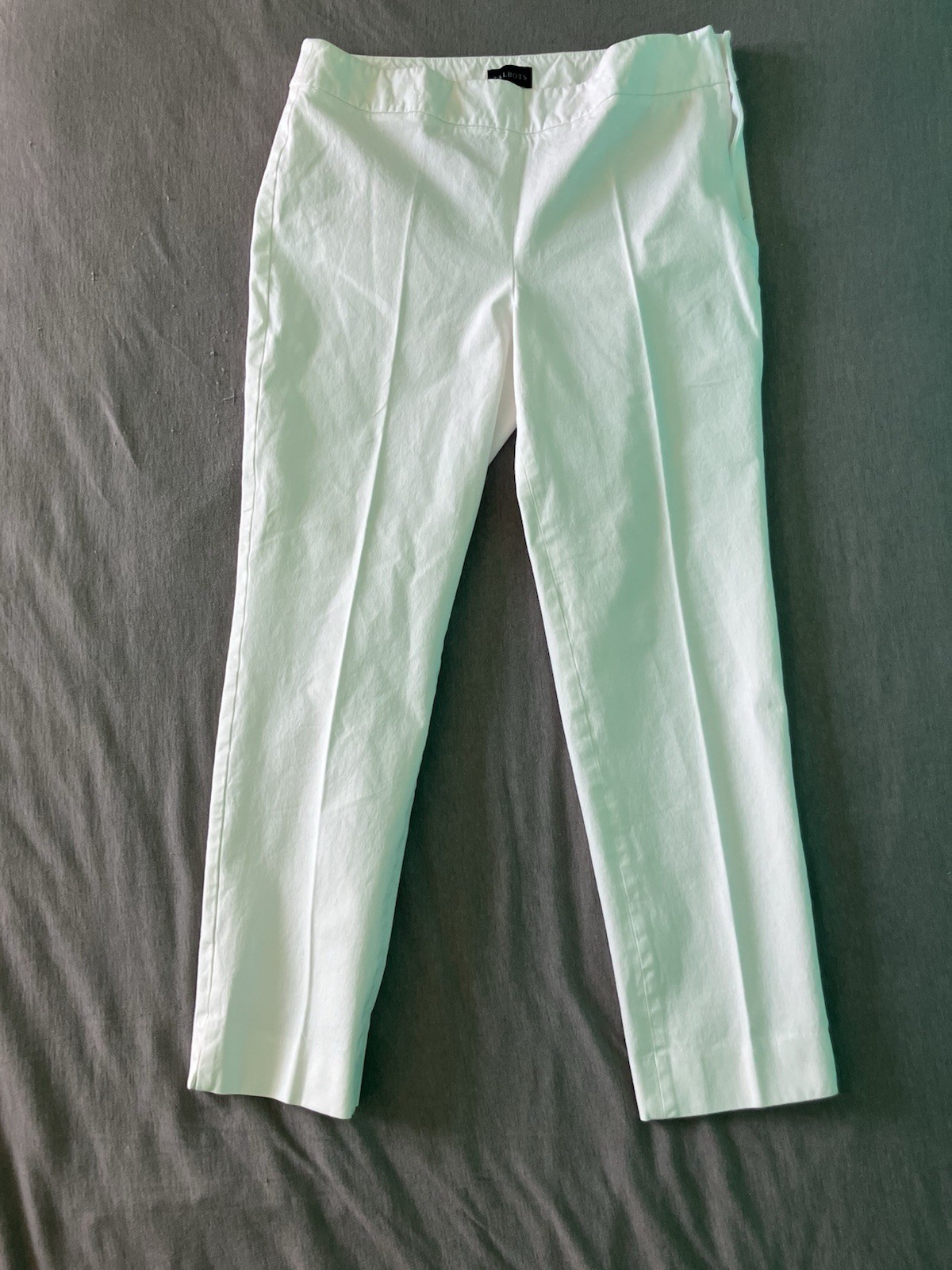 Talbots Women’s White Flat Front Solid Pants Cott… - image 1