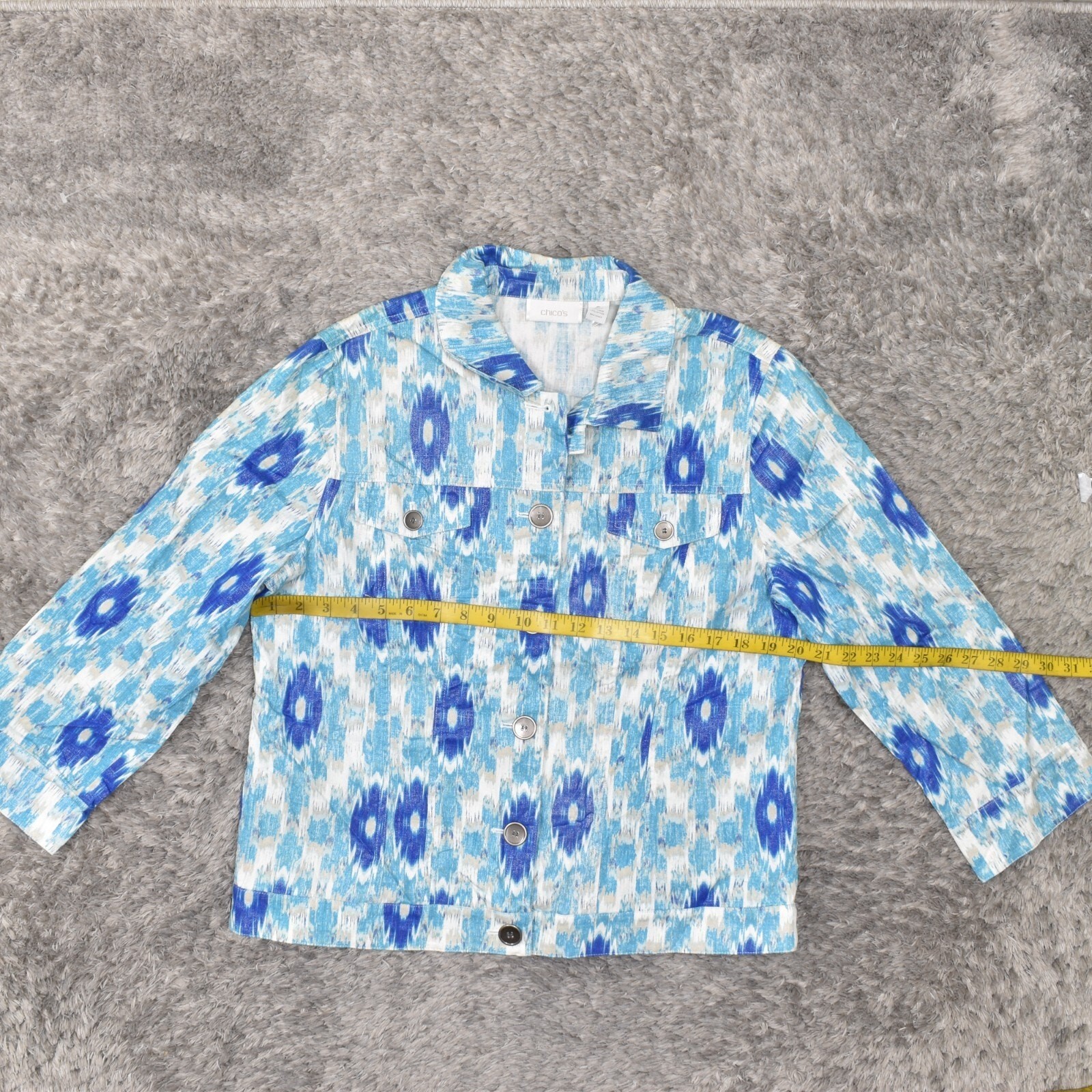 Chico's Women's Size 2 Basic Trucker Jacket Blue … - image 3