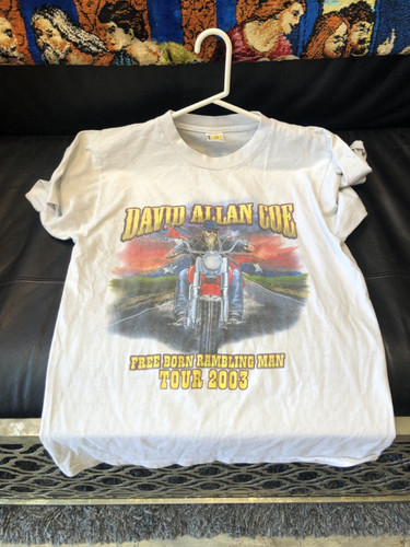 David Allan Coe Tour 2003 Cotton White M  Shirt Free Born Rambling Man Vintage