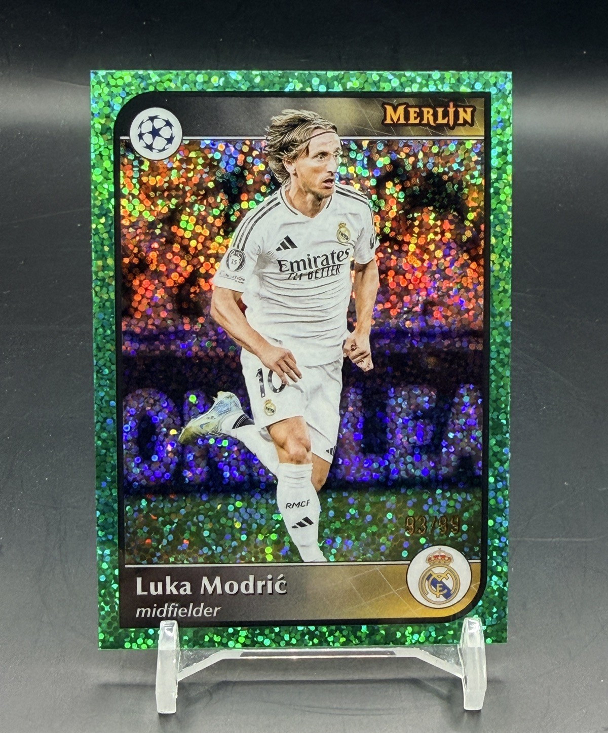2025 Topps Merlin UCC Luka Modric Green Speckle Refractor /99 Real Madrid