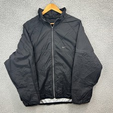 VTG Nylon Nike Windbreaker Swoosh Logo Mens Track Jacket Size XL Black Red Check