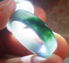 Video Certified Green Natural A JADE Jadeite Rectangle RING USA. 8.5    725307