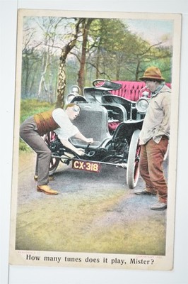 Comic Motoring Man Kurbelwagen CX-318 Bamforth Serie C Postkarte 1907