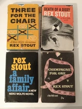 Rex Stout Lot of 4 Nero Wolfe VTG HCDJ Death of a Doxy A Family Affair +