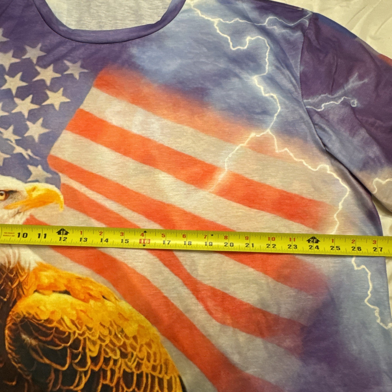 American Flag Bald Eagle Lightning Graphic T-Shirt 4XL Patriotic All Over Print image 3