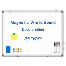 DoubleSided Magnetic Whiteboard 24 x 18 Inch Smooth Surface RustResistant Fram