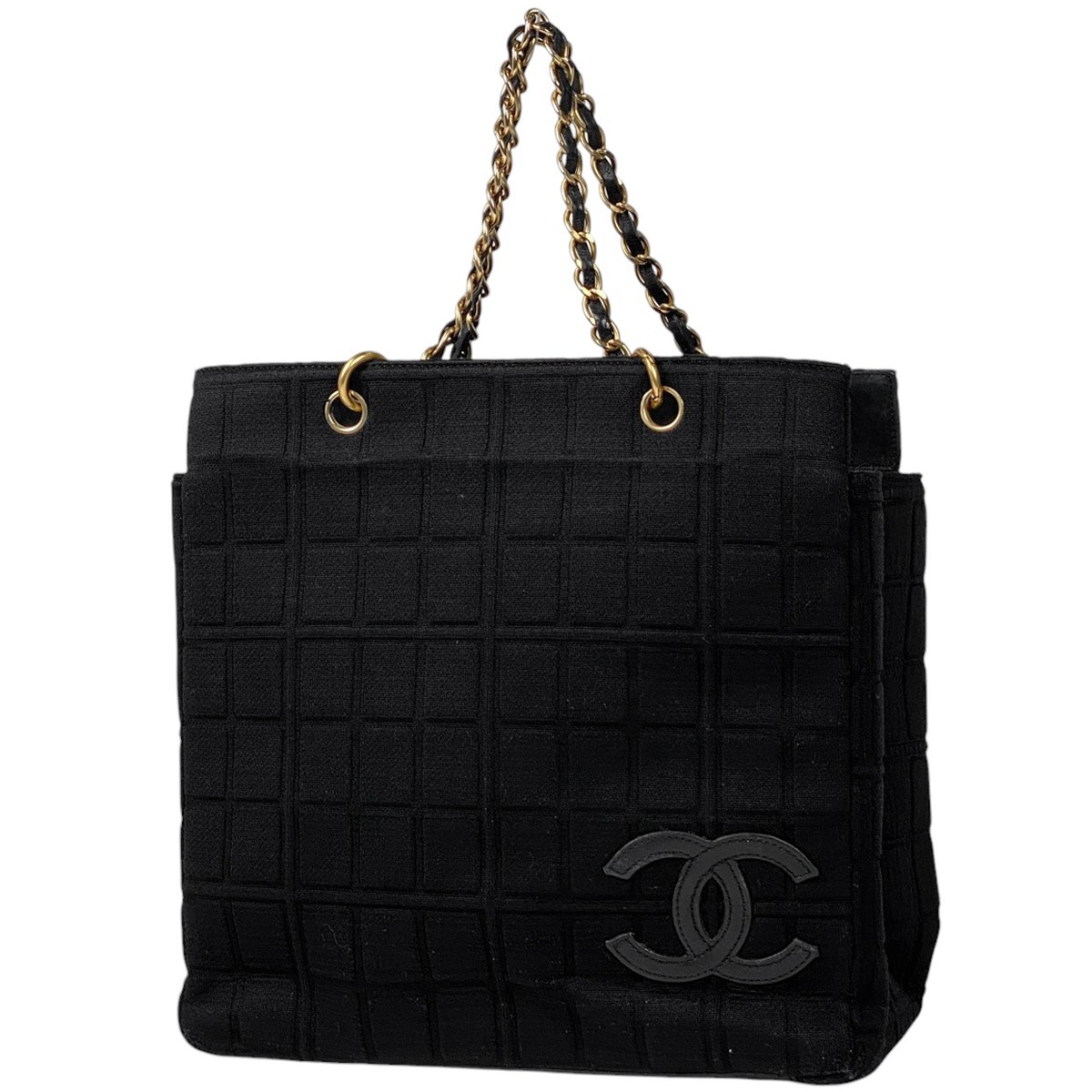 CHANEL CC Logo Interlocking Chain Tote Shoulder Bag in Chocolate Brown