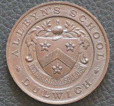 Alleyn's School Dulwich, Sports prize medal 1927, bronze, 38mm