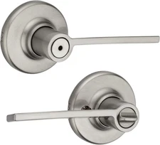 Kwikset Ladera Privacy Bed/Bath Bathroom Door Lock Lever Handle Satin Nickel