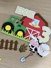 Personalized Tractor Cake Topper Farm Animal Themed Cake Decoration Set