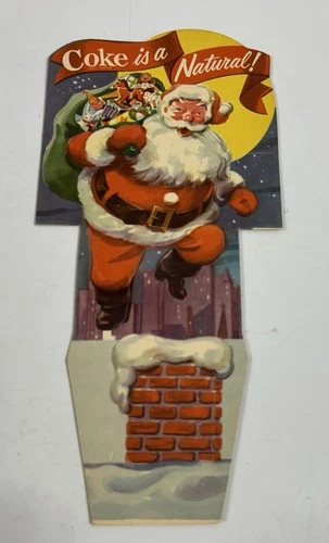 Vintage 1950's Coca-Cola Santa Carton Insert "Coke is a Natural" NOS