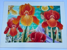 THIERRY CHATELAIN PAINTING LARGE 40"  SURREALIST DISNEY FLORAL PORTRAIT WOMAN