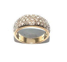 Ladies 9ct yellow gold band ring set with half a carat of diamonds, UK size M