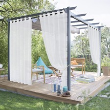 Best NICETOWN 2 Panels Outdoor Sheer Curtains for Patio Waterproof 84 inch Long