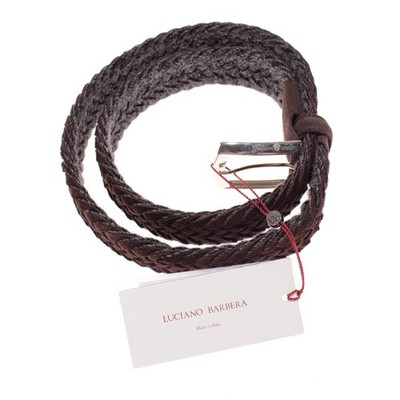 Luciano Barbera NWT Lined Braided Belt Size 95 (~US 34) in Brown Suede Leather