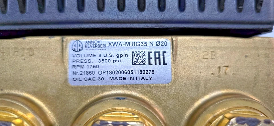 Pompa idropulitrice XWA-M 8G35 N NUOVA 3500 PSI RPM 1750 8 U.S. gpm XWA M 8G35 - Immagine 2 di 4