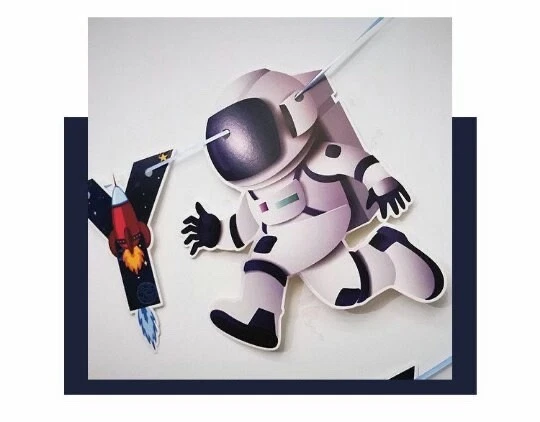 Outer Space Birthday Party Banner, Astronaut Banner, Rocket Banner - Image 2 of 4