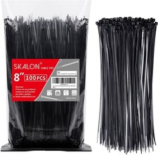 8 inch 100 Pack , 40lbs Tensile Strength, Black Cable Ties