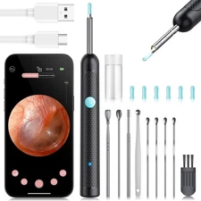 Ear Wax Remover Camera 1296P LED 8Pcs Cleaner Kit Ear Spoon iOS Android Cleaning