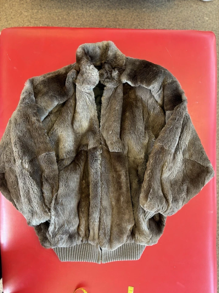 Carole Little 80s Woman's Vintage Designer Real Rabbit Fur Coat Animal Print Med - Image 3 of 4