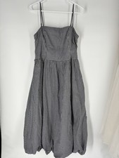 Gap Poplin Gingham Bubble Hem Midi Dress Sz L Minimalist Cottage Preppy Picnic