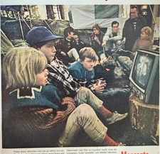 TV Television Set Camping Kids Monsanto Chemicals Vintage 1967 Magazine Print Ad