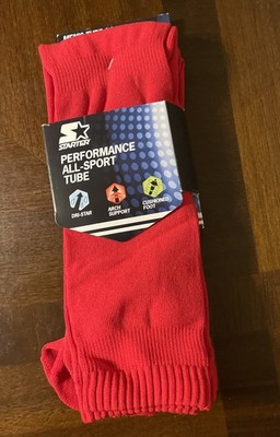 Starter Performance All-Sport Tube Socks 2-Pr Pack Red Men s Shoe Sz 6-12 NEW
