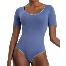 Shapermint All Day Every Day Short Sleeve Bodysuit Blue Size 2XL