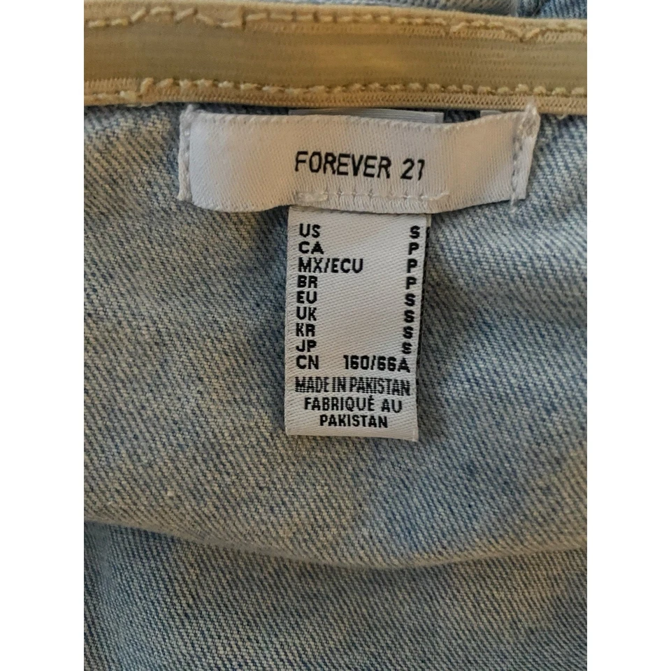 Tube Top Womens Small Y2K Side Zip Elastic Hem Tube Top Medium Wash Denim Corset - Image 3 of 4