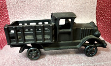 Vintage Cast Iron Black Model T Stake Bed Truck - 8.25" Long