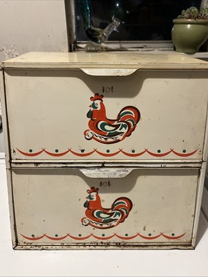 Vintage Tin Rooster breadbox