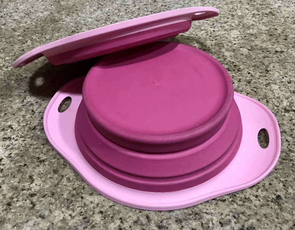 NUEVO Cuenco de Viaje Plegable Dexas para Mascotas, X-LARGE 4 TAZAS, Fucsia, Libre de BPA Foto 4 de 4