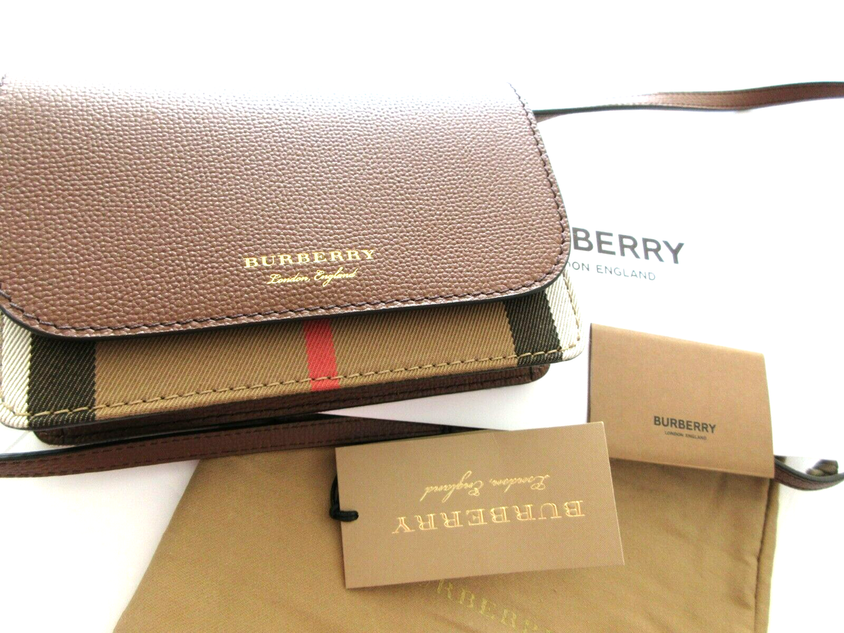Burberry Crossbody Hampshire House Check Derby Tan 80628091