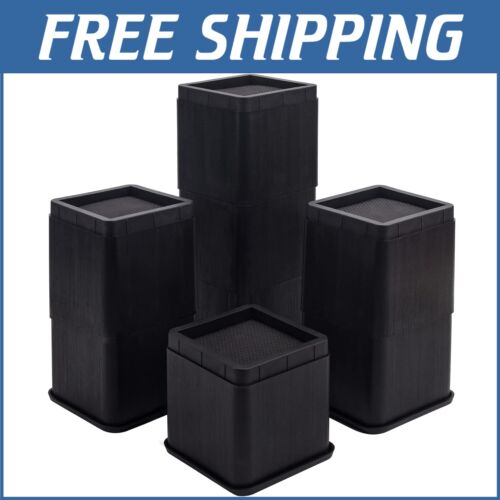 Heavy-Duty 4 & 8 Inch Stackable Bed Risers - 8 Pack for Ultimate Elevation