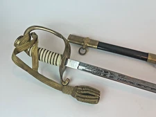 US Navy Officer Sword Hilborn WWII Era Made in Germany w/ Scabbard & Case