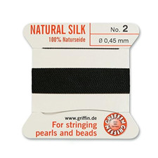 Griffin Natural Silk Thread for Stringing Pearls and Beads Size 2 Black
