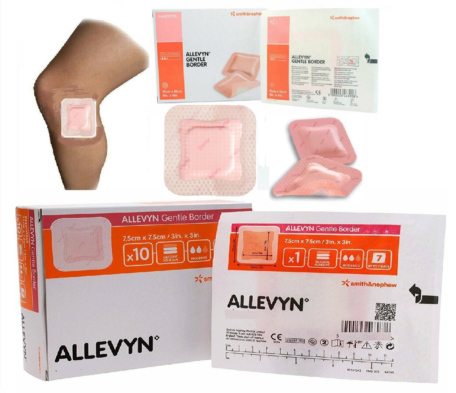 ALLEVYN GENTLE BORDER Adhesive Foam Dressing First Aid Plasters Cuts