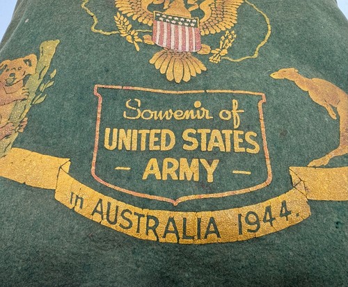 Vintage WW2 US Army in Australian 1944 Wool Souvenir Pillow 1944 Dated ORIGINAL - Picture 3 of 11